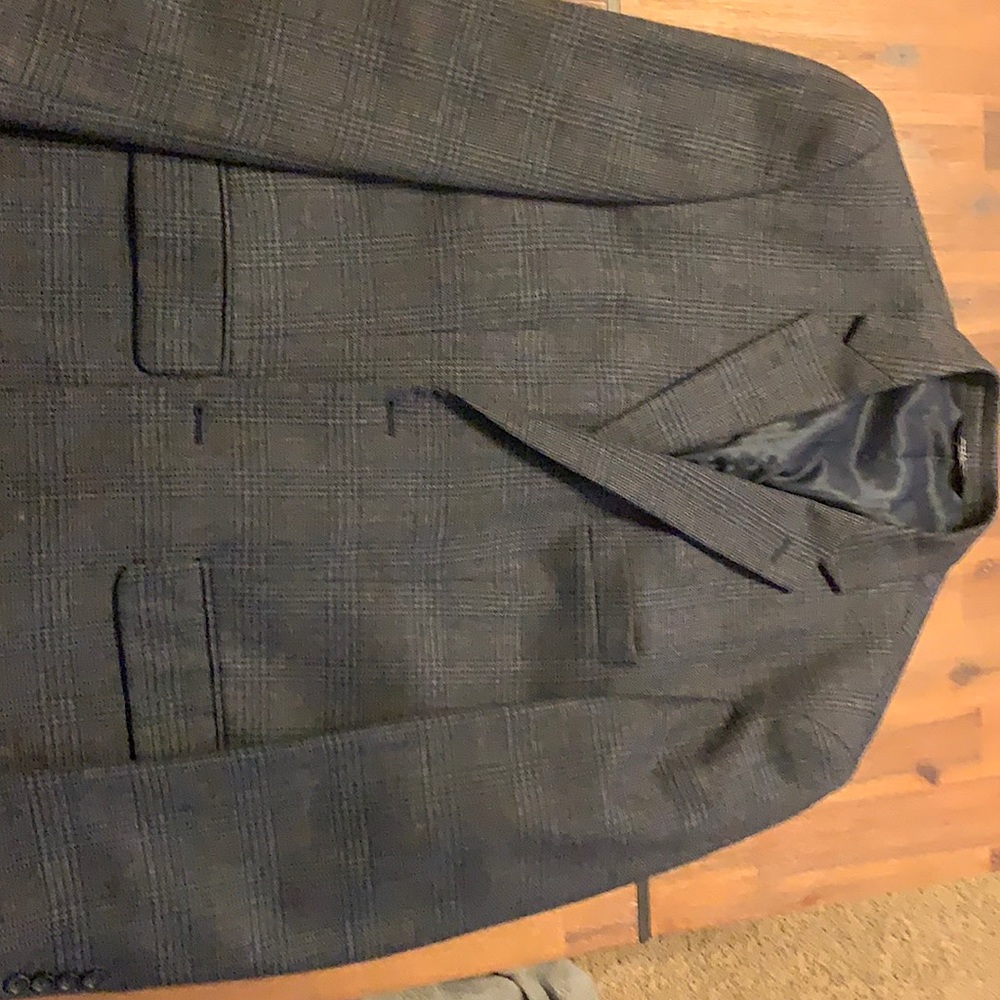 44R Joseph and Feiss Navy Glen Plaid Wool Sport Coat